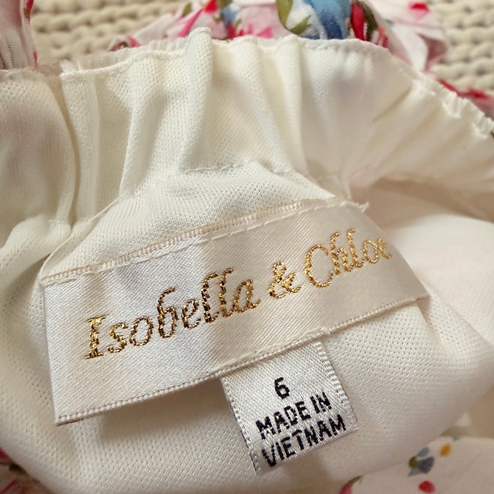 Isobella and Chloe Girls White Floral Ruffle Sundress - Pink Flower Print - Picture 4 of 4